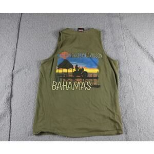 Harley Davidson T-Shirt Men L Green Graphic Tank Top Bahamas